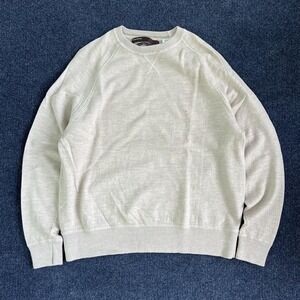 Perry Ellis Sweater Mens XL Beige Merino Wool Crewneck Tight Knit Pullover